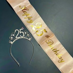 EUC 25th Birthday Princess Crown & Sash 👑 💖👸